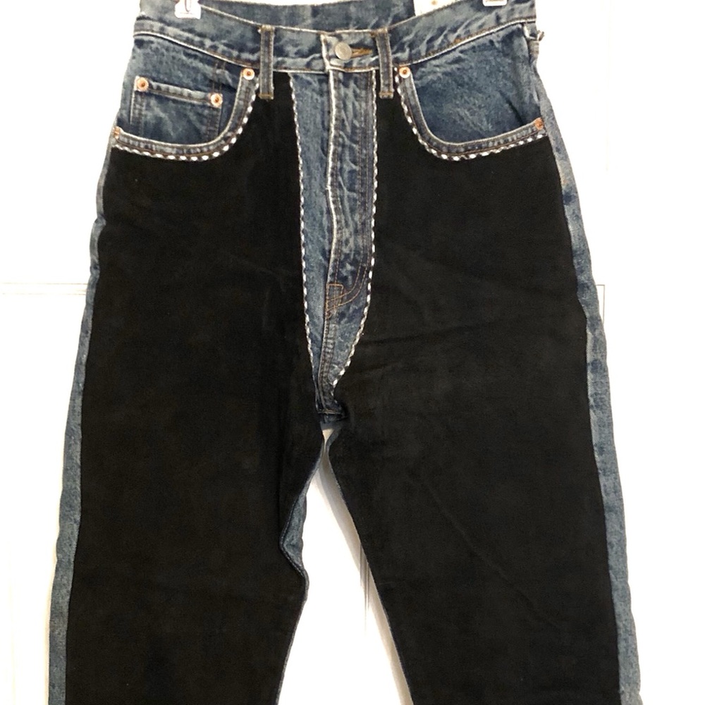Et Vous 80s style straight leg chap suede jeans.